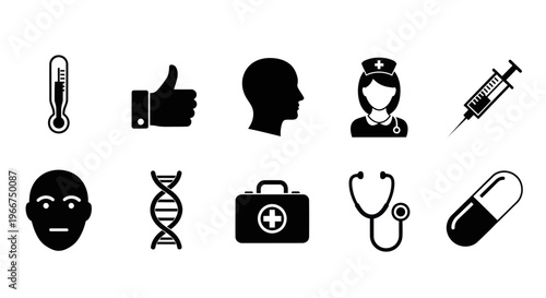 Medical Icons Set: Health, Science, and Healthcare Symbols