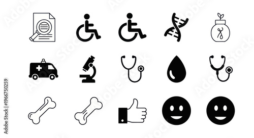 Medical Icons Set: Health, Science, and Care Symbols