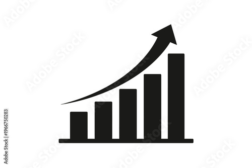 Dynamic Bar Chart with Ascending Arrow Icon Illustrating Robust Business Growth, Financial Prosperity, Market Expansion, Strategic Performance Improvement, Data Analytics, and Positive Economic Trends