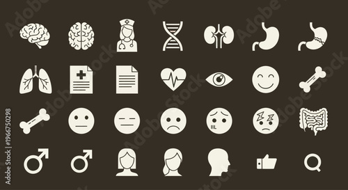 Medical Icons Set: Health, Science, and Human Body Elements