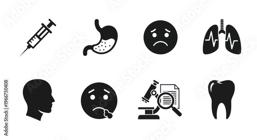 Medical Icons Set: Health, Sickness, and Science Symbols