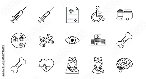Medical Icons Set: Healthcare, Hospital, Science, and Health Symbols