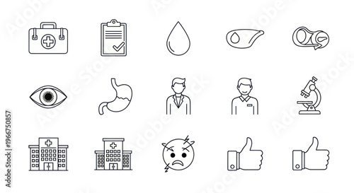 Medical Icons Set: Healthcare, Science, and Hospital Vector Graphics