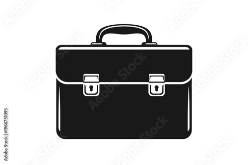 Professional Black Briefcase Icon Vector Illustration for Business Documents, Corporate Travel, and Office Work. A Sleek, Minimalist, and Modern Design Symbolizing Professionalism, Security, and Organ