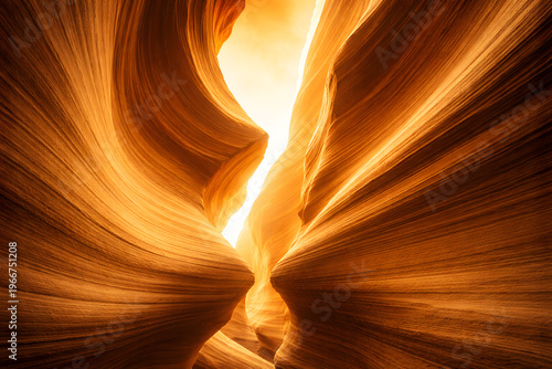 黄金の光が差し込む幻想的なスロットキャニオン