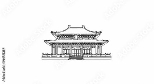 Ornate traditional East Asian pavilion with tiered roofs and columns