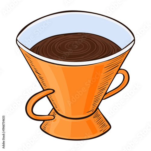 Orange Coffee Dripper for Pour Over Manual Brewing Method and Barista Professional Equipment Service Concept Design - Vector Illustration