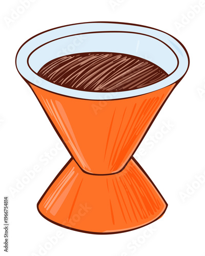 Orange Pour Over Coffee Dripper for Manual Barista Brewing Method and Specialty Coffee Shop Equipment Presentation Design Concept - Vector Illustration