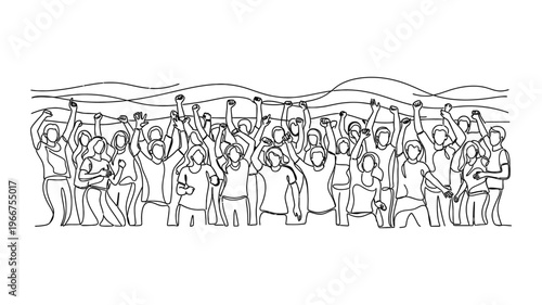 A diverse crowd of people gathered outdoors.