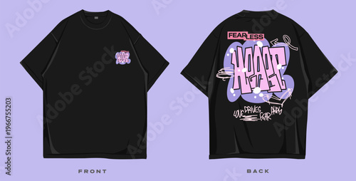 Christian T-shirt Design with Graffiti Style. Inspirational Spiritual Quotes, Religion, Christianity. Urban Graphic for Print. Oversized Tee Mockup, Street Art Apparel Design. Vector Illustration