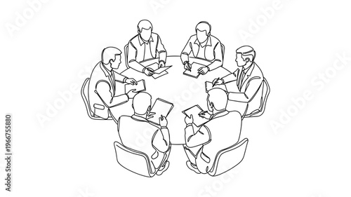 Business people in a meeting discussion.