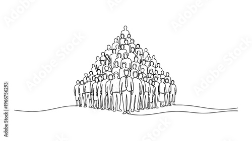 A large group of people standing together in a pyramid formation.
