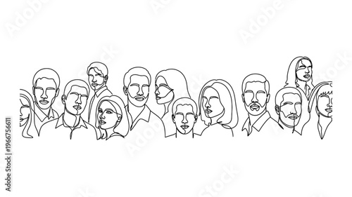 Diverse group of people illustration faces.