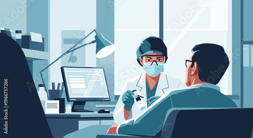 Consultation in modern clinic: doctor discussing health with patient in office