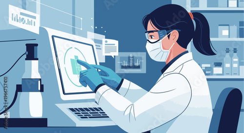 Scientist analyzing data in a modern laboratory