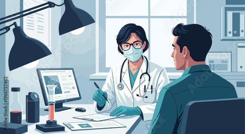 Modern medical consultation with doctor in stylish office interior