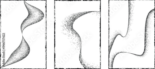 Abstract grain noise wave texture background with soft curved lines useful for posters, overlays. Minimal organic flow lines with subtle grainy texture. Fluid noised curves effect. Vector
