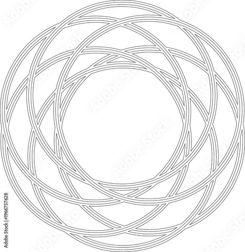 Circle overlapping icon with geometry pattern