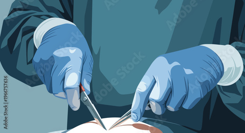 Surgeon's hands in action during medical procedure