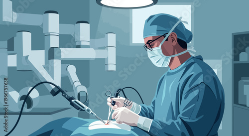 Advanced robotic surgery scene in modern medical facility