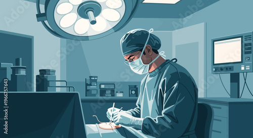 Surgeon performing surgery in a modern operating room