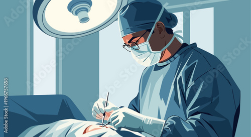 Surgeon performing precise operation in a modern operating room