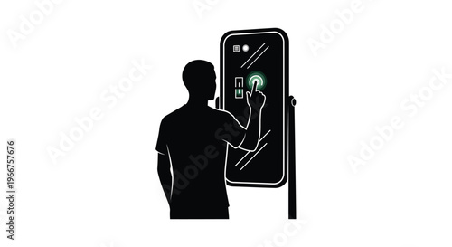 Person using fingerprint scan on a large smartphone for secure biometric authentication process easily