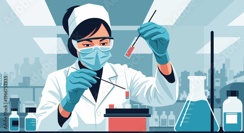 Scientist conducting experiment in modern laboratory