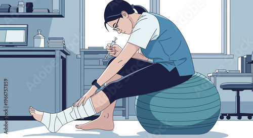 Healthcare professional treating patient's ankle in modern clinic