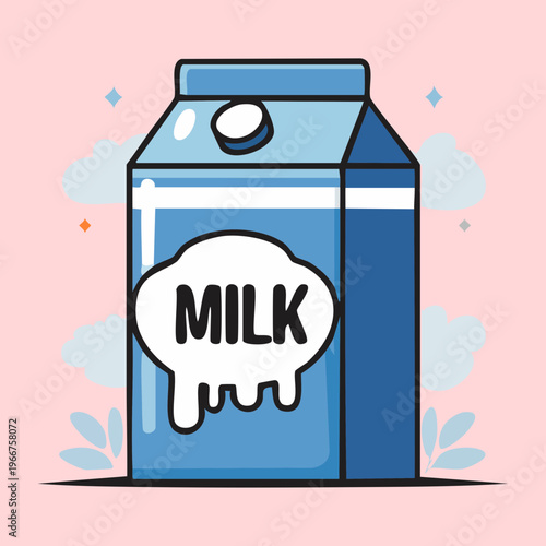 Fresh milk carton packaging for dairy product branding and morning breakfast beverage supply for kitchen or cafe - Vector Illustration