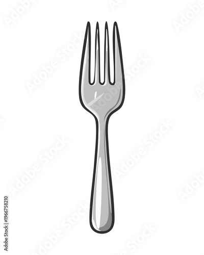Simple silver fork for kitchen utensil icons and restaurant tableware equipment for dining and eating food concept - Vector Illustration
