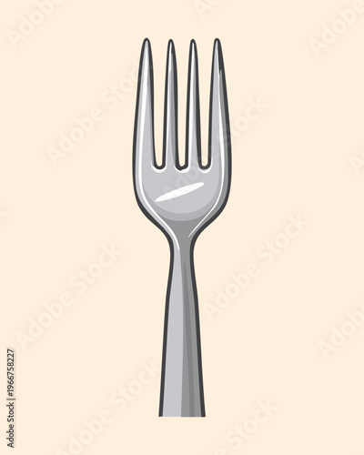Metal fork for kitchen and dining room decor for restaurant and catering service icon set for menu - Vector Illustration