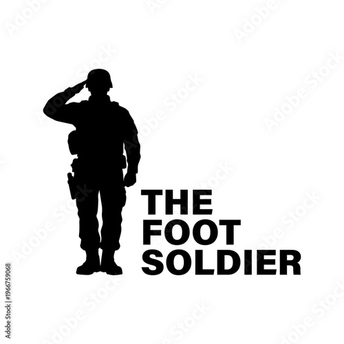 Soldier Saluting Silhouette with Military Typography