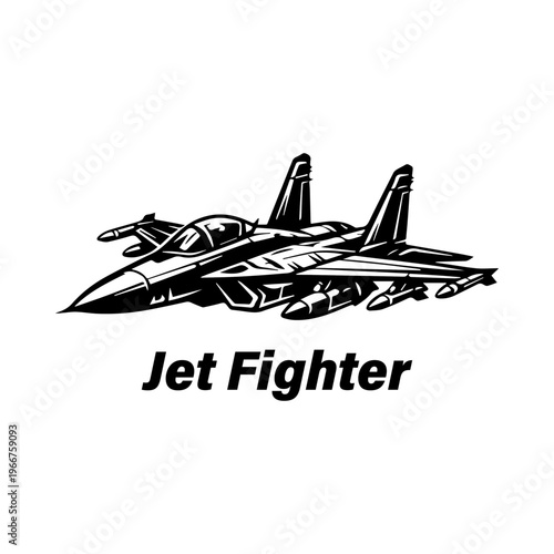 Supersonic Jet Fighter Aircraft Silhouette Illustration