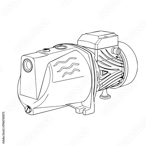 Rustic Hand Water Pump Line Art Icon  JET PUMP