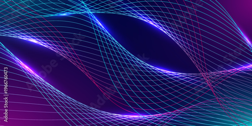 Abstract digital wave background. Design for glowing lines telecommunication data connection artificial intelligence and audio.