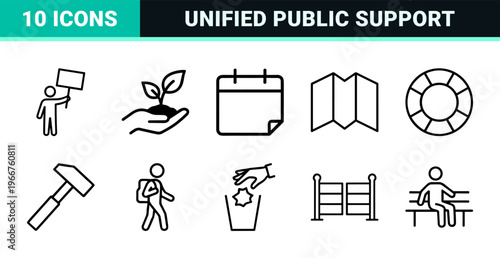 Modern Community Outreach and Social Connection Minimalist Monoline Geometric Line Art for Public Relations and Neighborhood Unity.