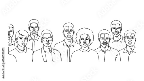 Diverse group of people illustration outline.