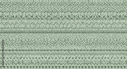 Intricate green knitted texture with traditional folk patterns suitable for winter clothing or cozy holiday backgrounds.