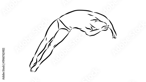 A vector graphic illustration of a man doing a backflip in a minimalist style