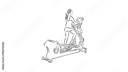 A woman exercising on an elliptical machine in a modern gym