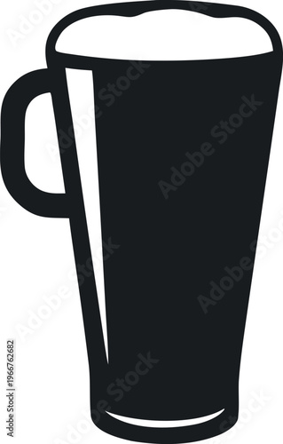 Beer glass silhouette vector, Beer glass black symbol, Beer glass icon
