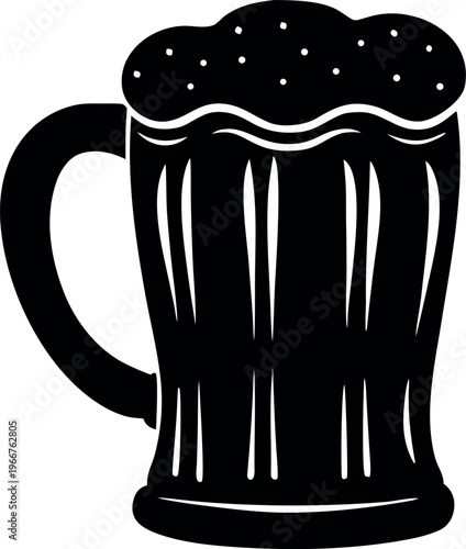 Beer mug silhouette vector, Beer mug black symbol, Beer mug icon
