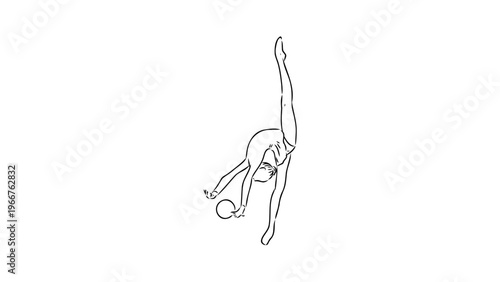 A minimalist line art illustration of a gymnast in motion