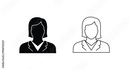 two businesswomen icons in black and white Vector