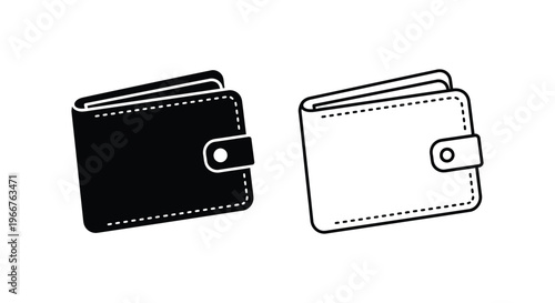 a black and white wallet on a white background Vector