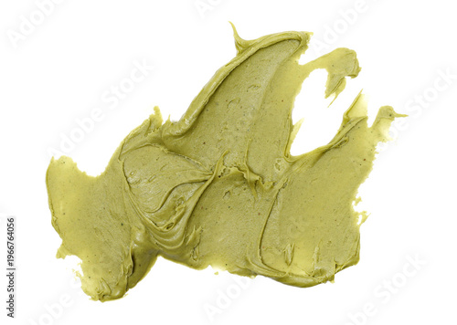 Pistachios spread isolated on white background, top view