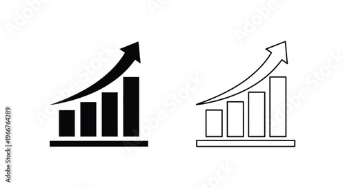 black and white bar chart icons with arrows Vector