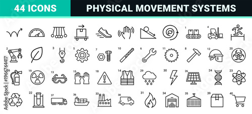 Kinetic Motion and Physics Engineering Minimalist Monoline Geometric Line Art For Industrial Automation and Mechanical Movement Systems