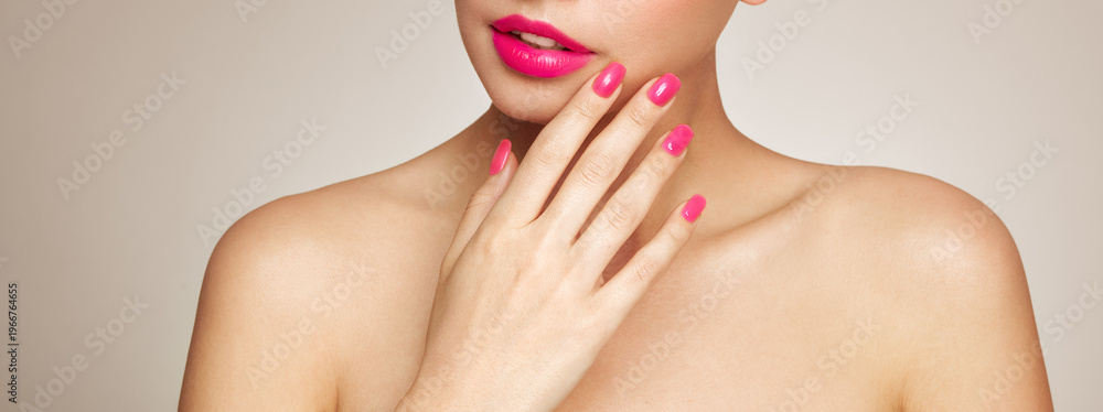 Obraz premium Portrait beautiful young woman with clean fresh skin. Model with healthy skin, close up portrait. Cosmetology, beauty and spa